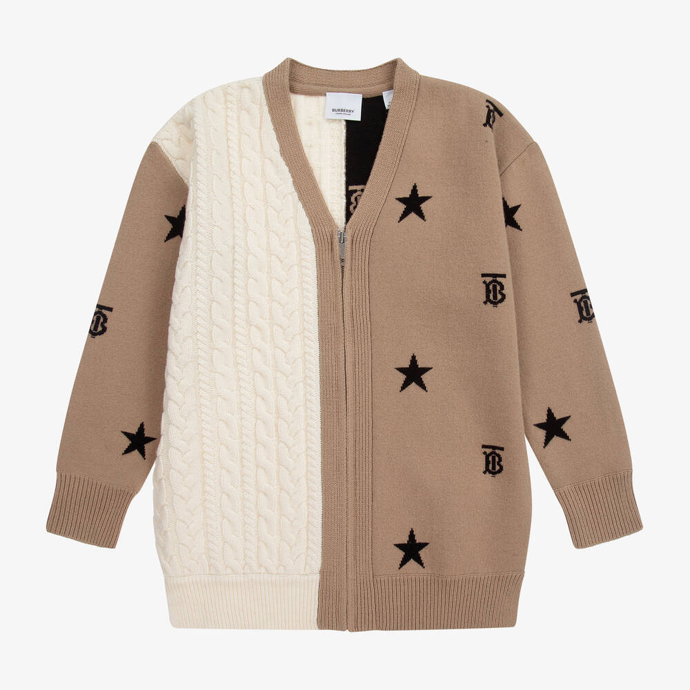 Burberry - Beiger Teen Cardigan mit Logo | Childrensalon