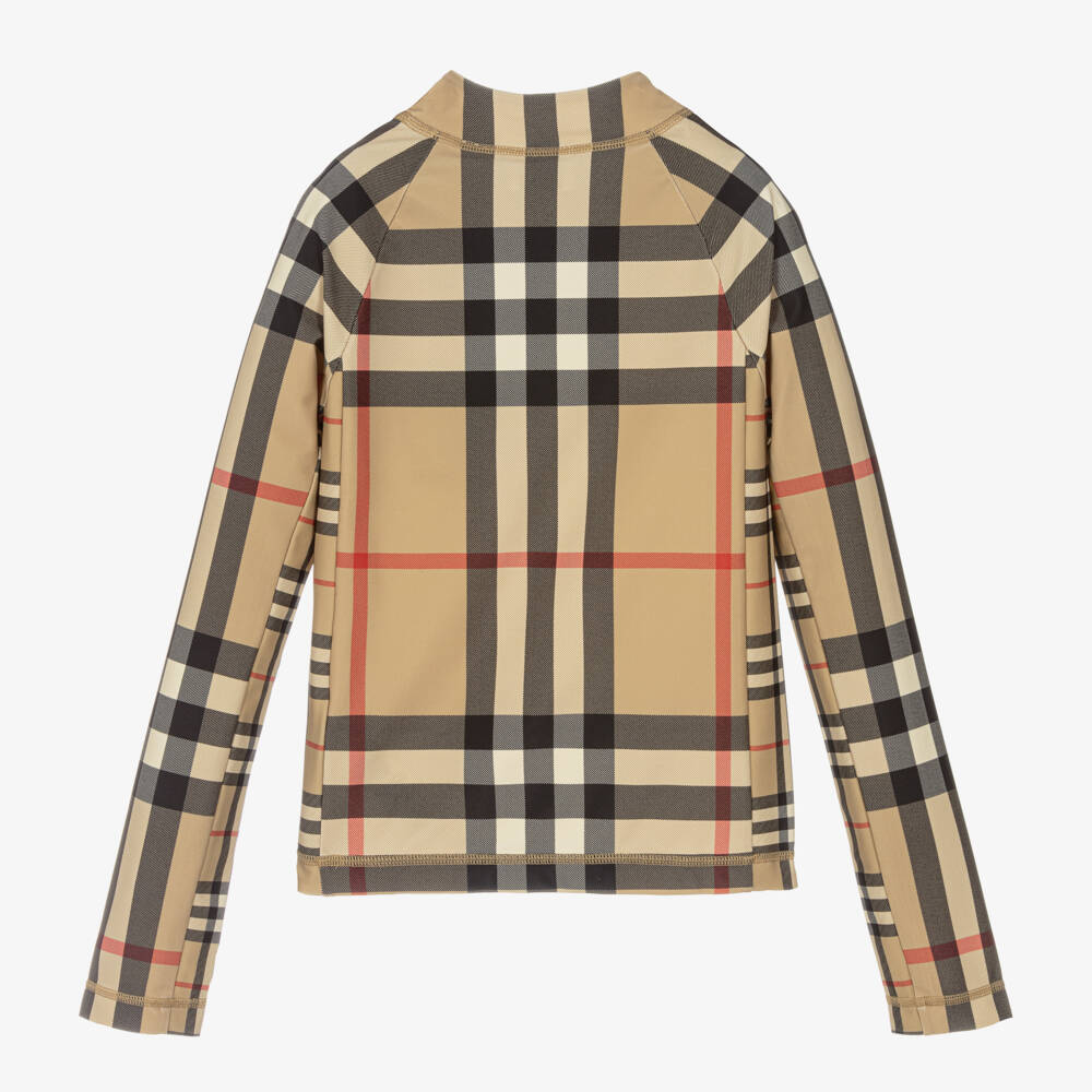 Burberry-Teen Beige Oversized Check Swim Top | Childrensalon Outlet