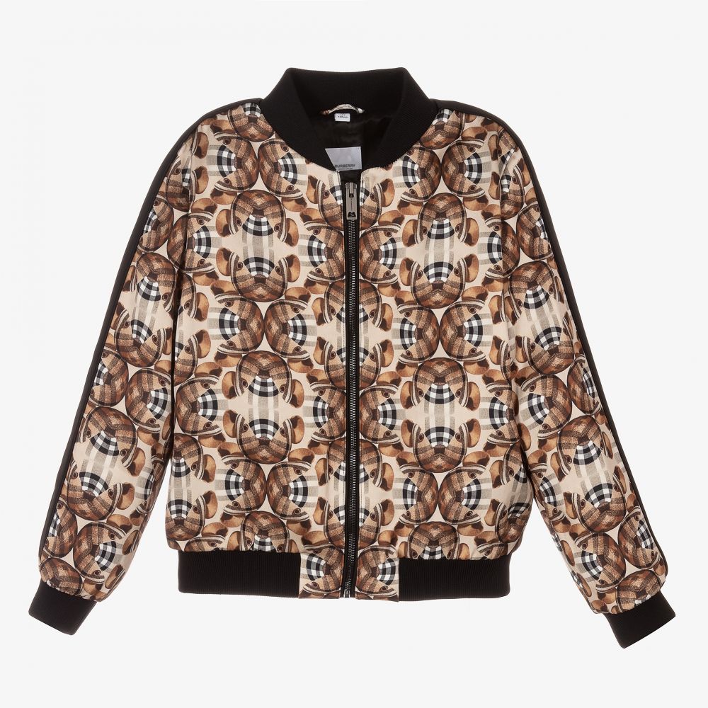 Burberry - Teen Beige Satin Bomber Jacket | Childrensalon