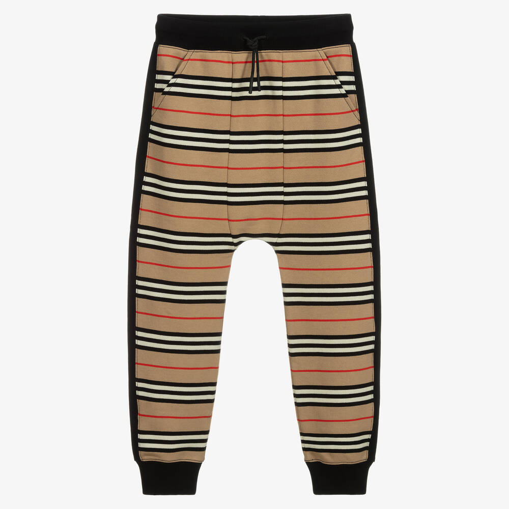 Burberry-Teen Beige Striped Joggers | Childrensalon Outlet