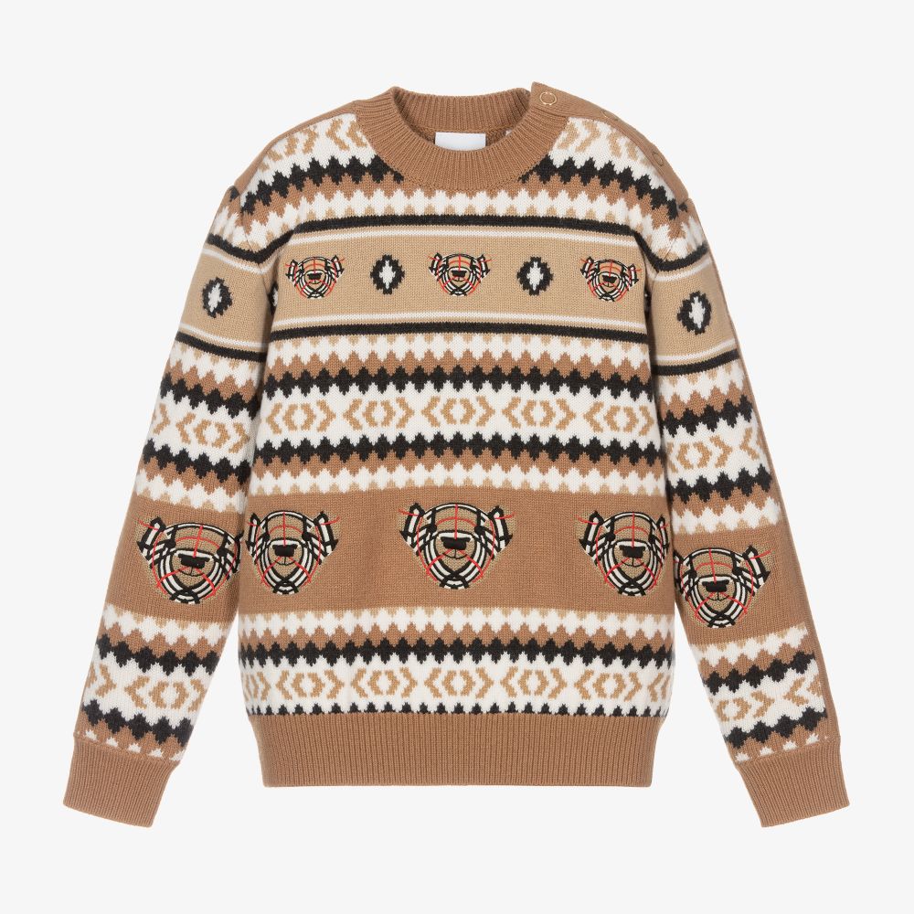 Burberry Teen Beige Wool Sweater Childrensalon Outlet