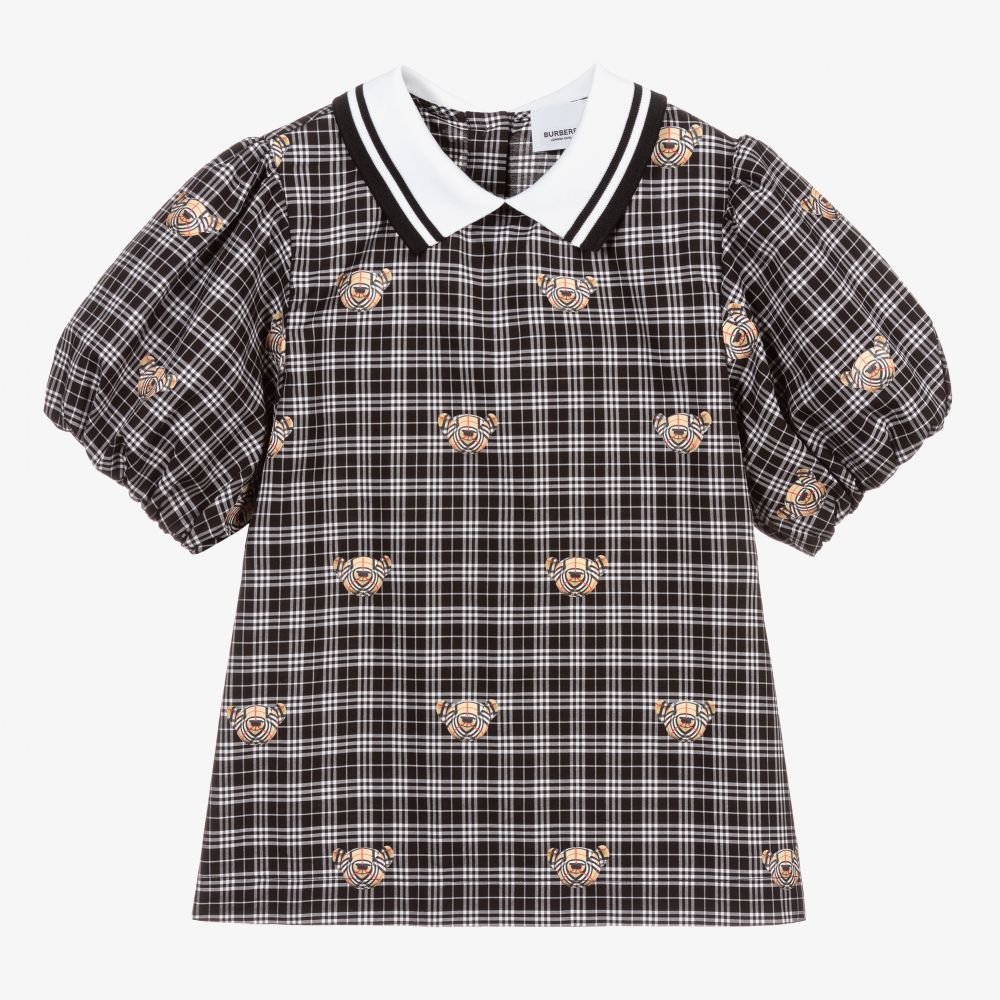 Burberry - Chemise à carreaux noire Ado | Childrensalon