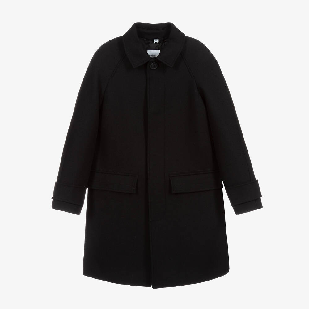 Burberry - Черное пальто в клетку с логотипом для подростков | Childrensalon