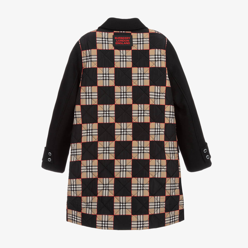 Burberry - Teen Black Check Logo Coat | Childrensalon Outlet