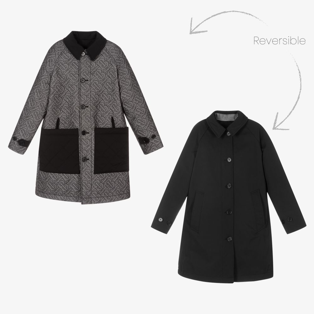 Burberry - Manteau noir réversible Ado | Childrensalon