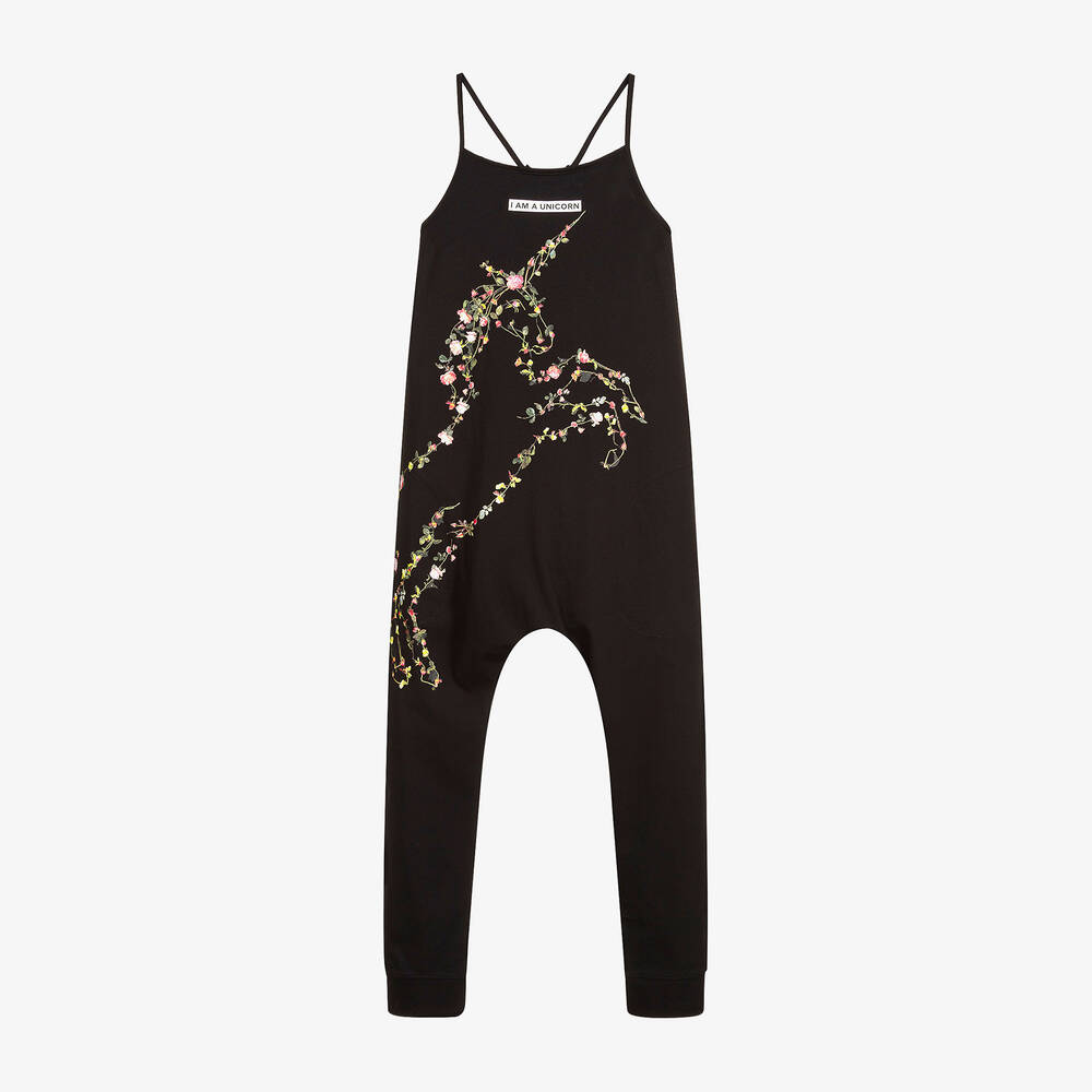 Burberry - Combi-pantalon noire Licorne Ado | Childrensalon