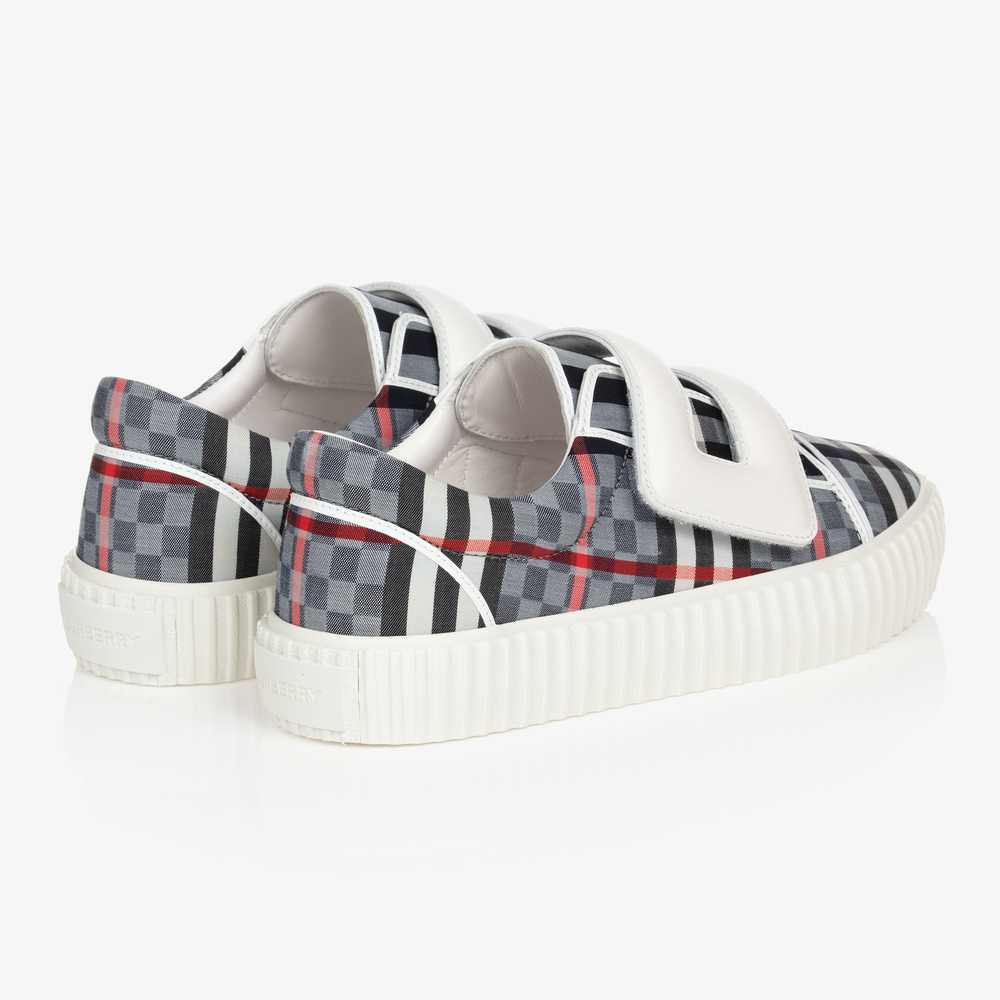 Burberry Teen Blue Checked Trainers Childrensalon Outlet