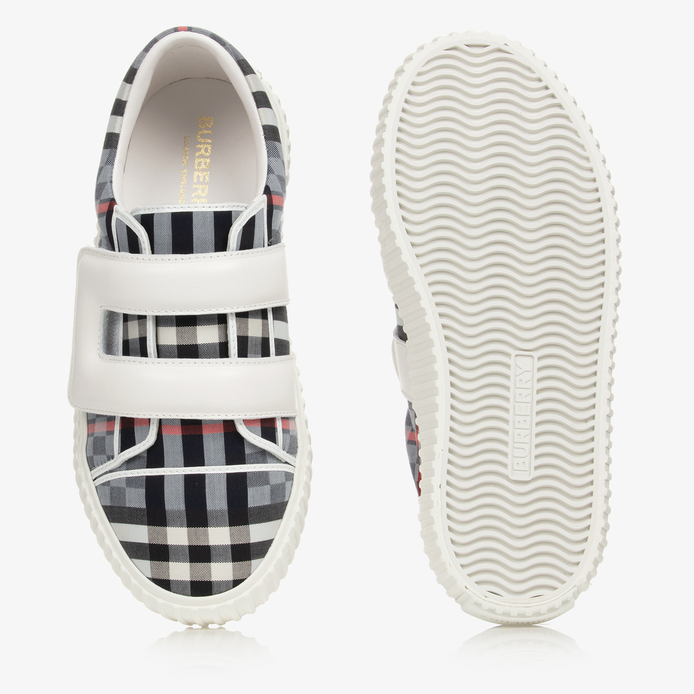 Burberry Teen Blue Checked Trainers Childrensalon Outlet