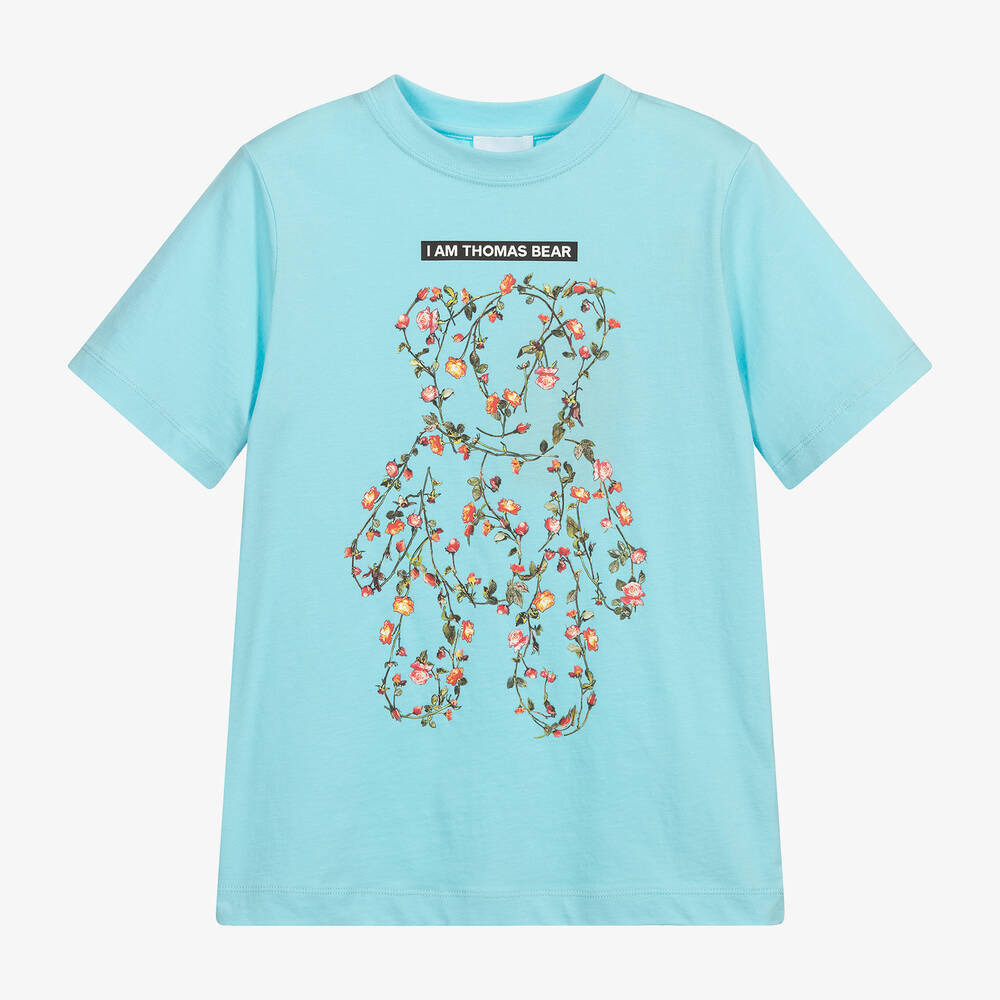 Burberry - Blaues Teen T-Shirt mit Teddy | Childrensalon
