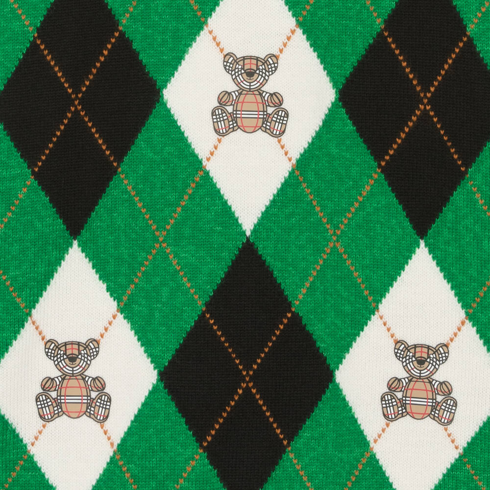 Burberry-Teen Boys Argyle Bear Knit Sweater | Childrensalon Outlet