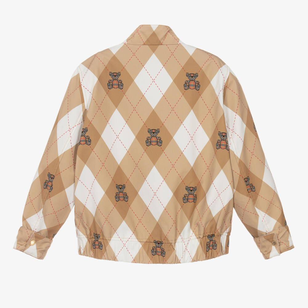 Burberry-Teen Boys Beige Argyle Cotton Jacket | Childrensalon Outlet