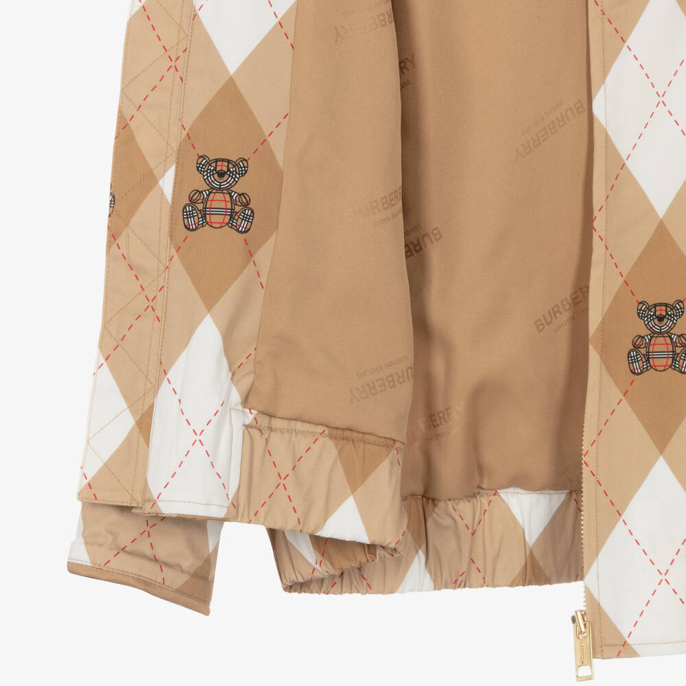 Burberry-Teen Boys Beige Argyle Cotton Jacket | Childrensalon Outlet