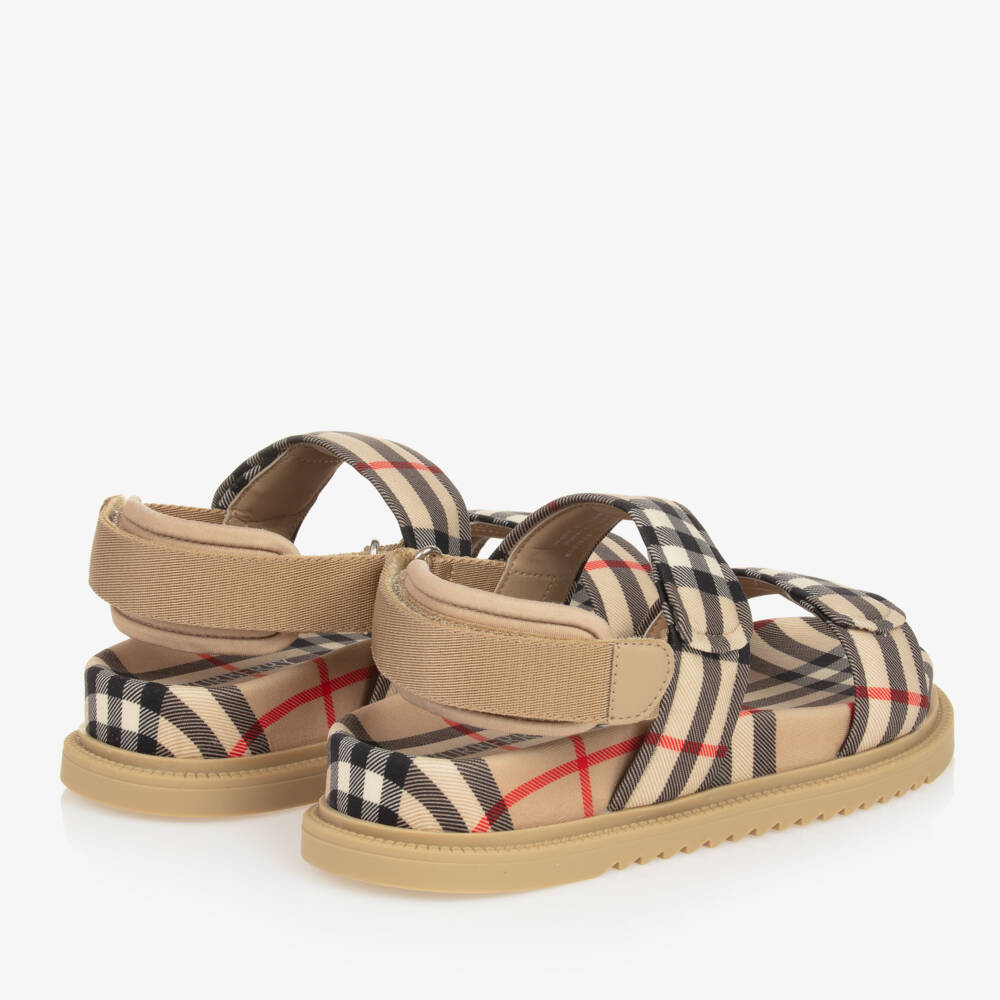 Burberry-Teen Boys Beige Check Sandals | Childrensalon Outlet