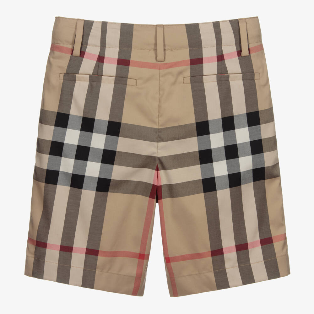 Burberry-Teen Boys Beige Check Shorts | Childrensalon Outlet