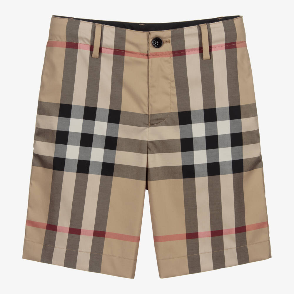 Burberry-Teen Boys Beige Check Shorts | Childrensalon Outlet
