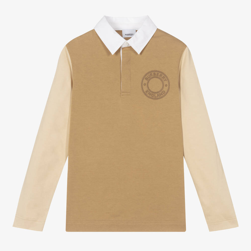 Burberry-Teen Boys Beige Emblem Polo | Childrensalon Outlet