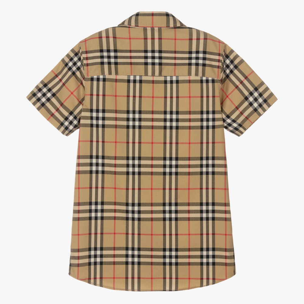 Burberry-Teen Boys Beige Heritage Plaid Shirt | Childrensalon Outlet
