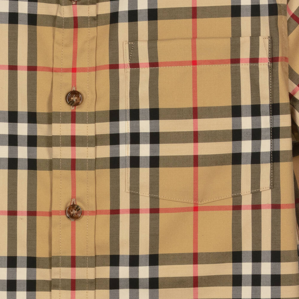 Burberry-Teen Boys Beige Heritage Plaid Shirt | Childrensalon Outlet