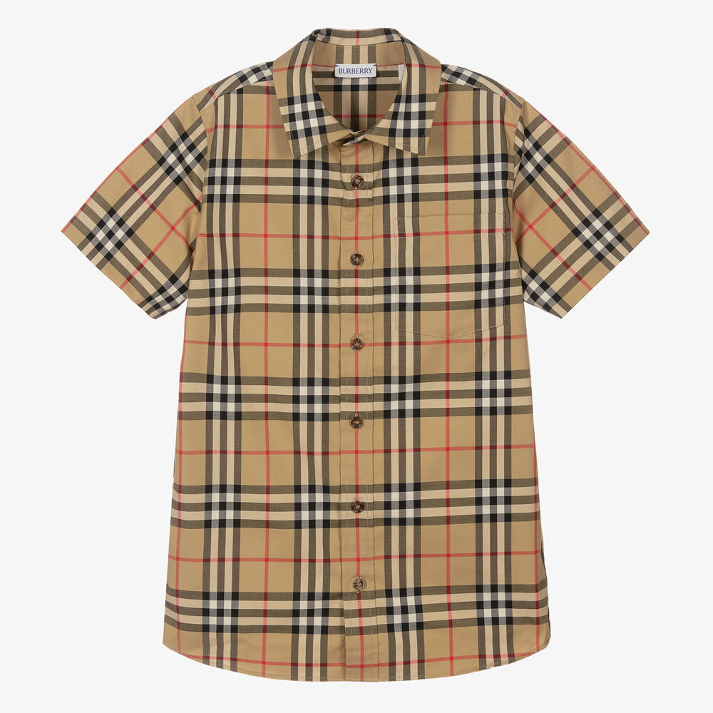Burberry-Teen Boys Beige Heritage Plaid Shirt | Childrensalon Outlet