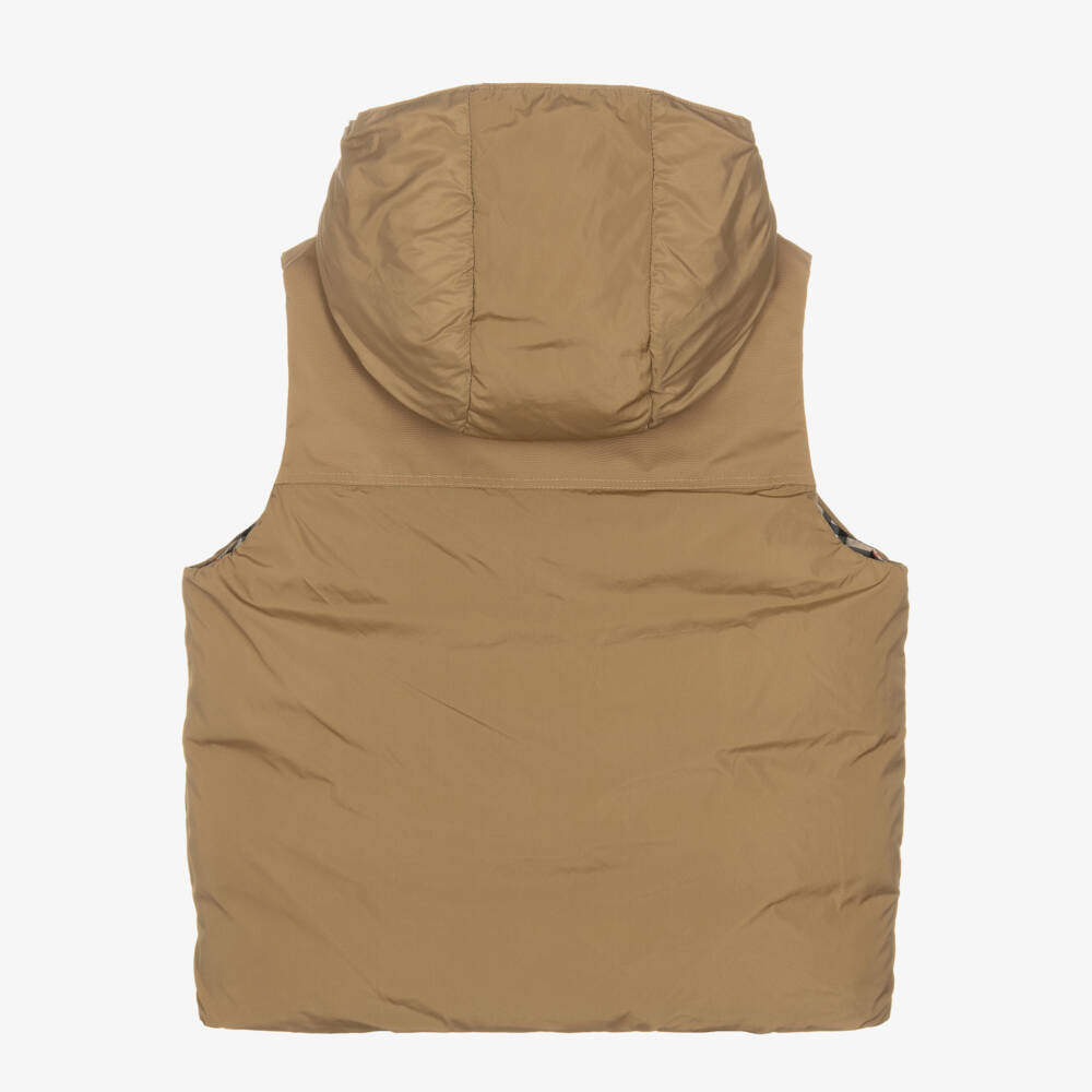 Burberry-Подростковый бежевый клетчатый двусторонний жилет для мальчиков | Childrensalon Outlet