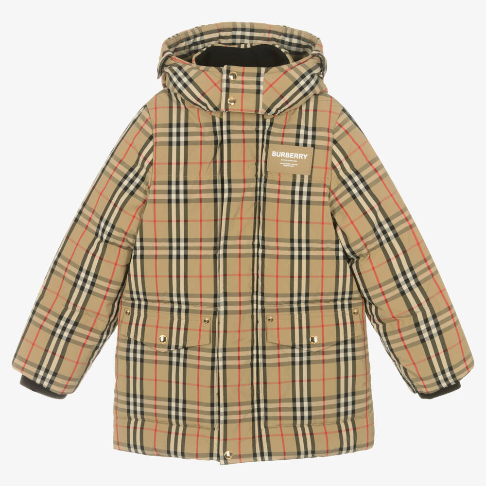 Burberry-Teen Boys Beige Puffer Coat | Childrensalon Outlet