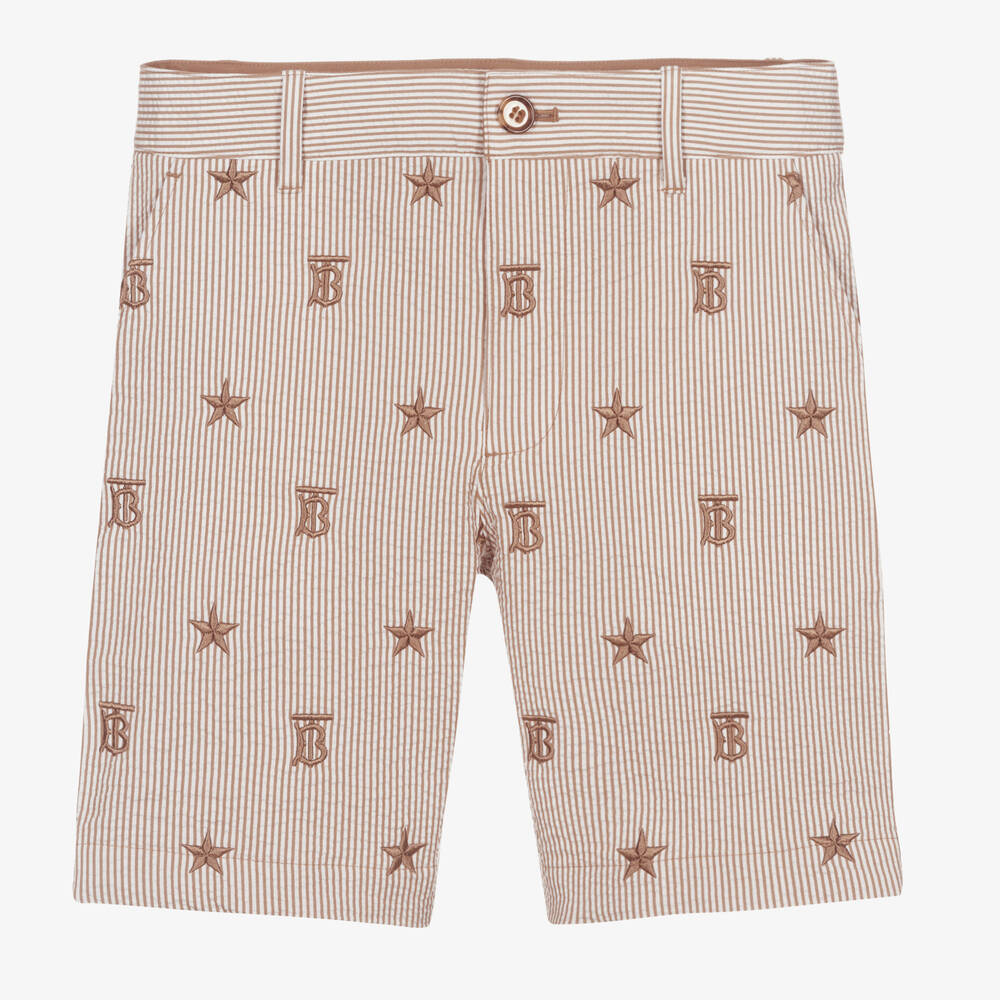 Burberry - Teen Boys Beige Striped Shorts | Childrensalon