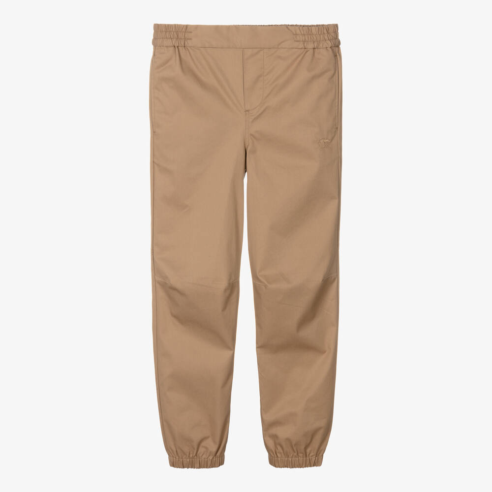 Burberry-Teen Boys Beige Twill Logo Trousers | Childrensalon Outlet