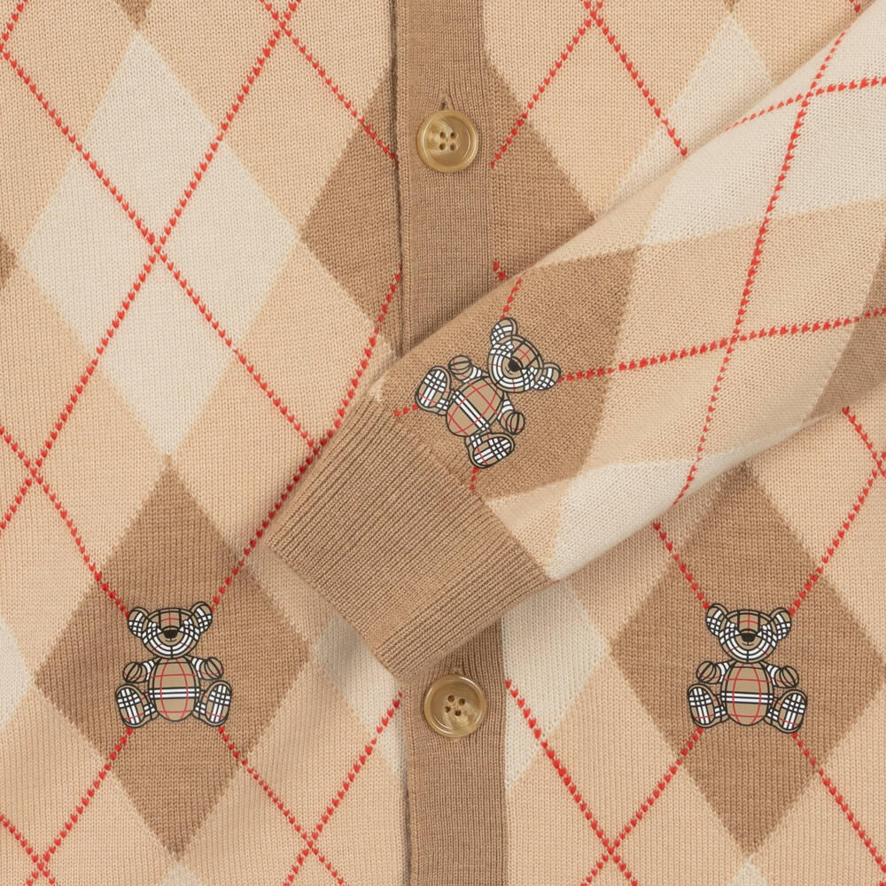 Burberry-Teen Boys Beige Woolen Cardigan | Childrensalon Outlet