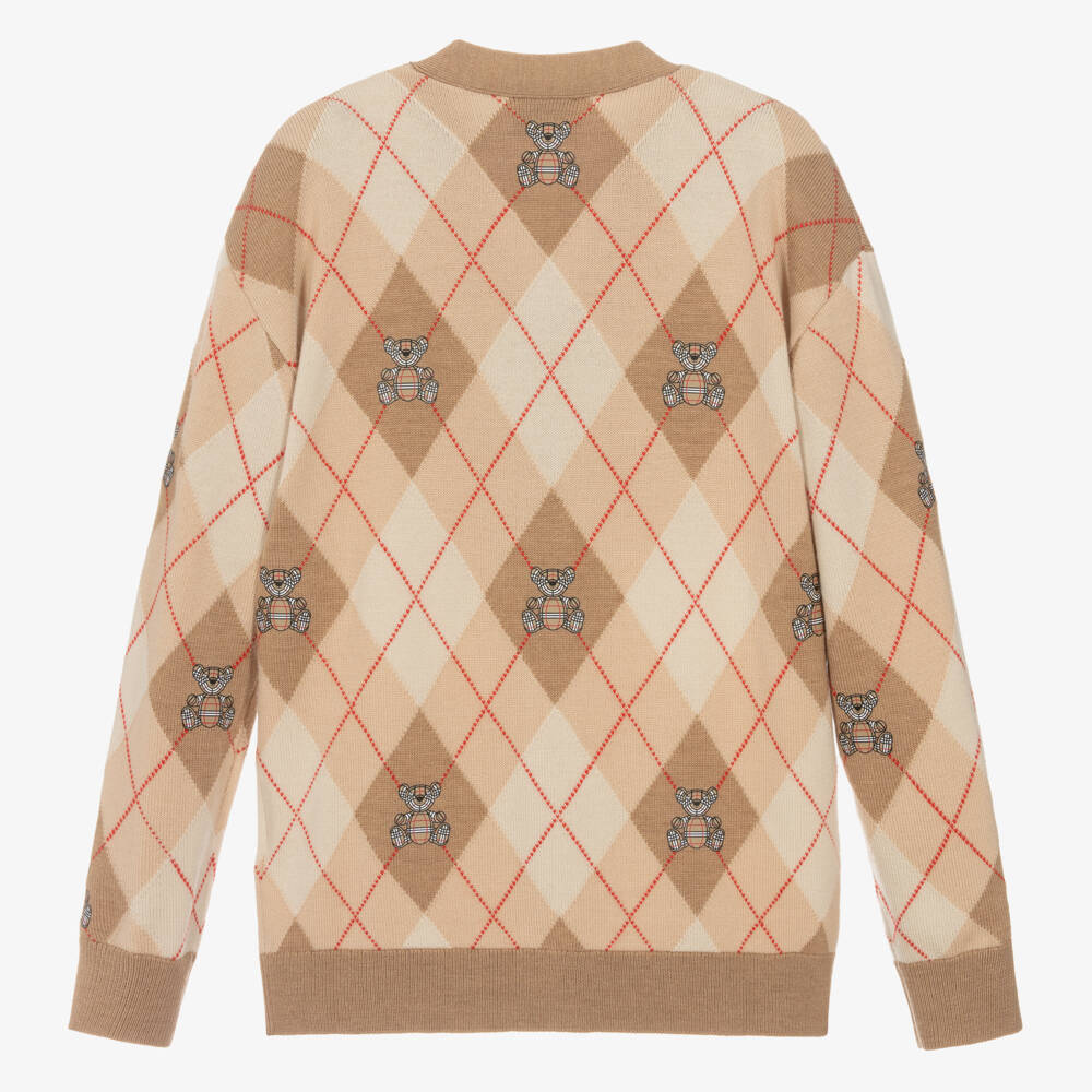 Burberry-Teen Boys Beige Woolen Cardigan | Childrensalon Outlet