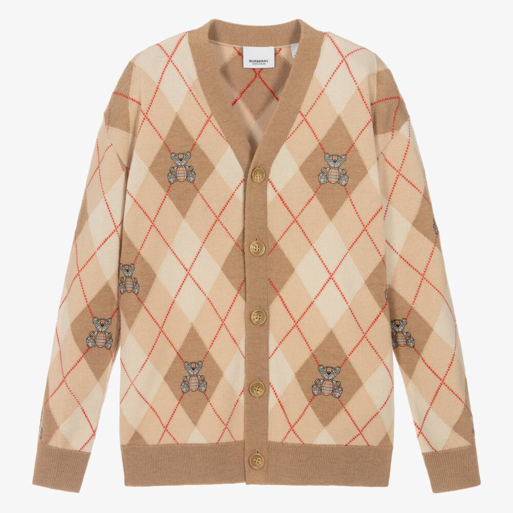 Burberry-Подростковый бежевый шерстяной кардиган для мальчиков | Childrensalon Outlet