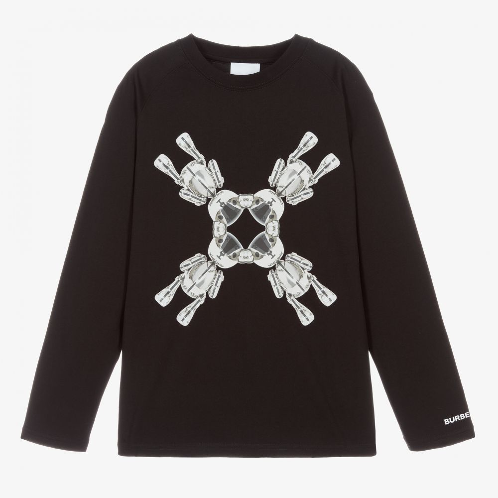 Burberry-Teen Boys Black Graphic Top | Childrensalon Outlet