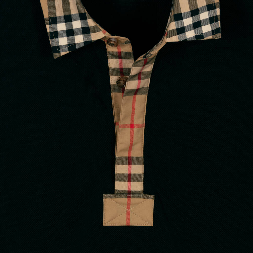 Burberry-Teen Boys Black Logo Polo Shirt | Childrensalon Outlet