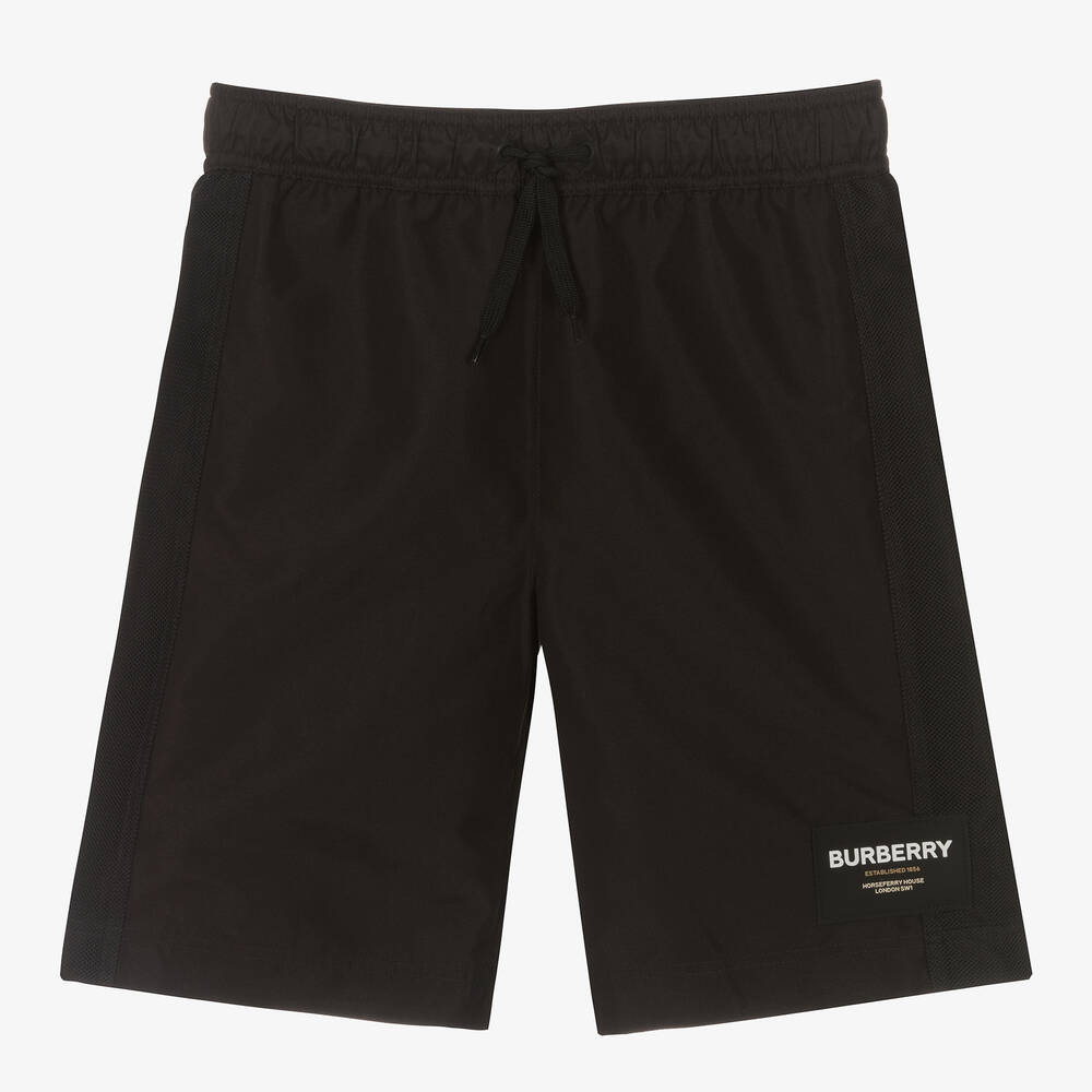 Burberry-Teen Boys Black Logo Swim Shorts | Childrensalon Outlet