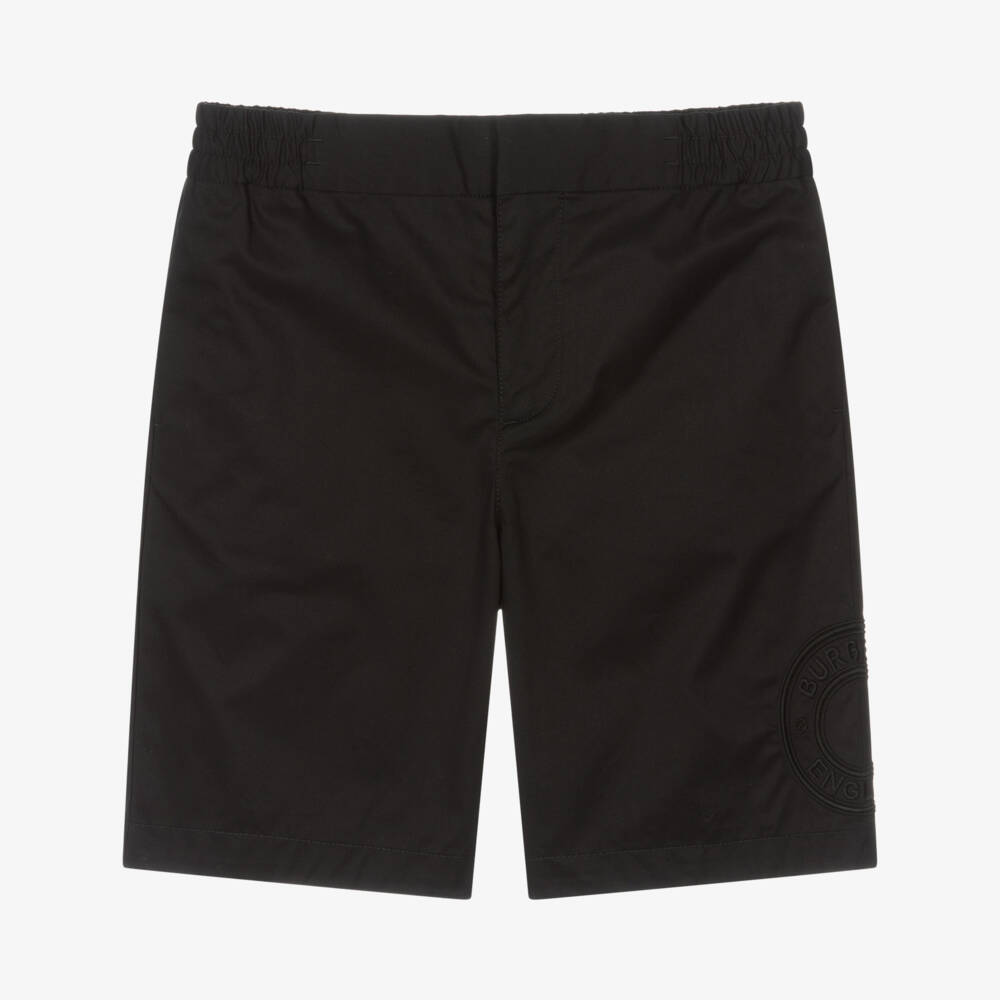 Burberry-Teen Boys Black Logo Twill Shorts | Childrensalon Outlet
