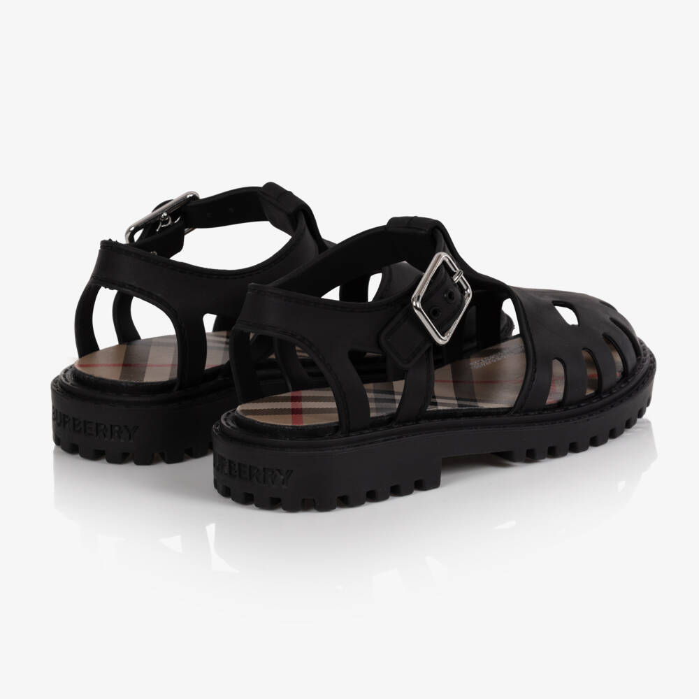 Burberry-Teen Boys Black Vintage Sole Sandals | Childrensalon Outlet