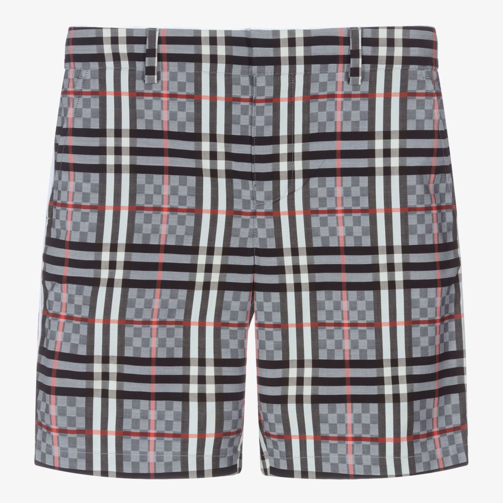 Burberry - Teen Boys Blue Check Shorts | Childrensalon