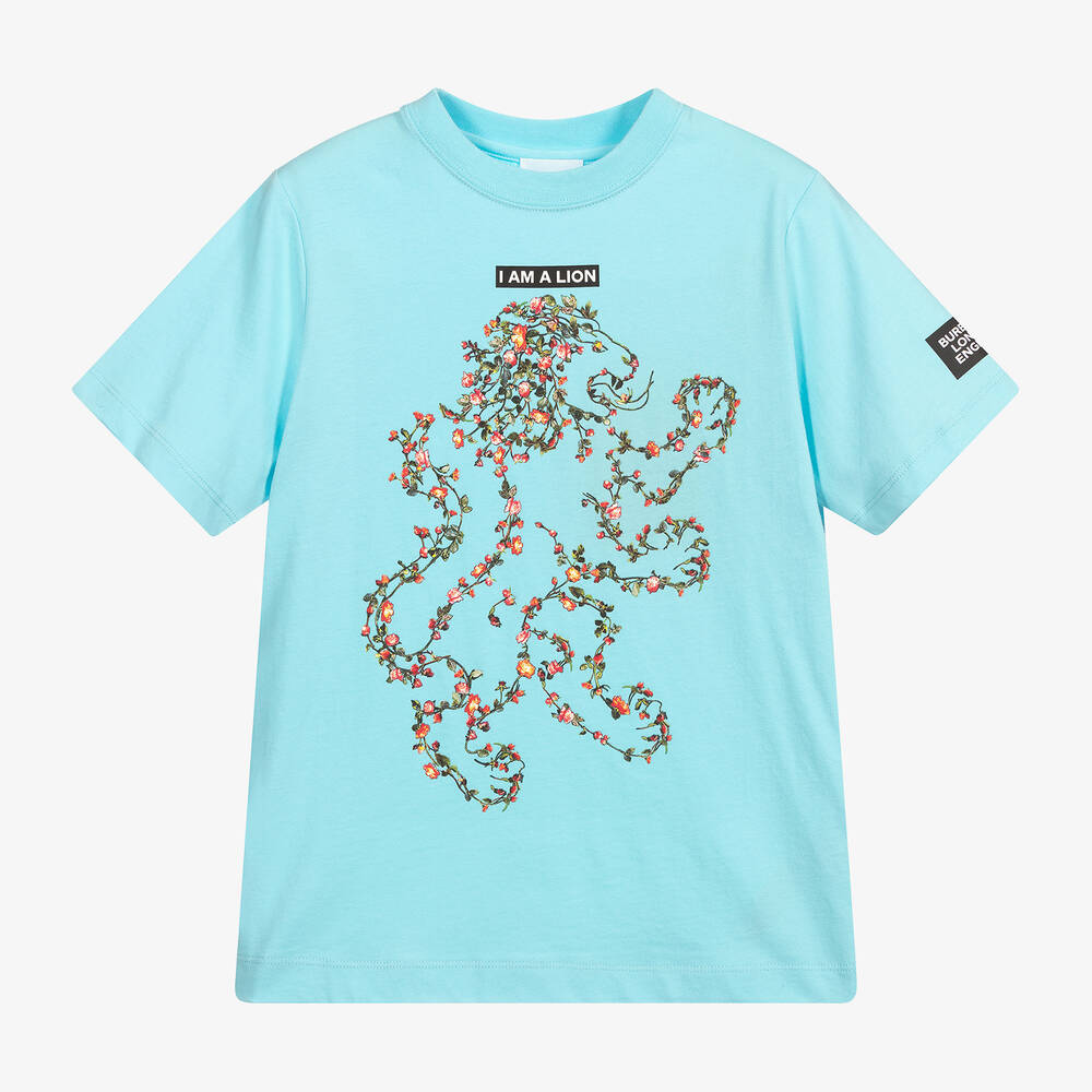 Burberry-Teen Boys Blue Lion T-Shirt | Childrensalon Outlet