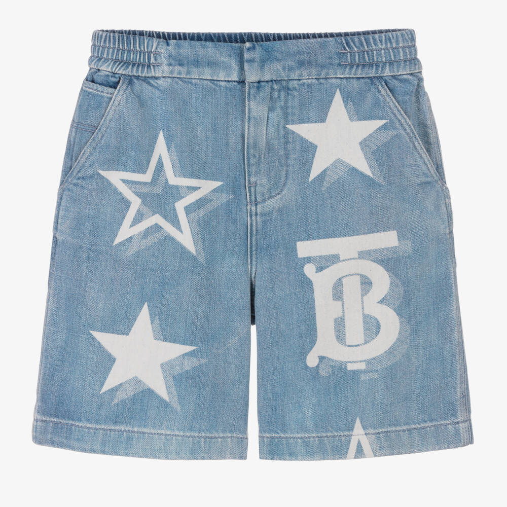 Burberry-Teen Boys Blue Star Denim Shorts | Childrensalon Outlet