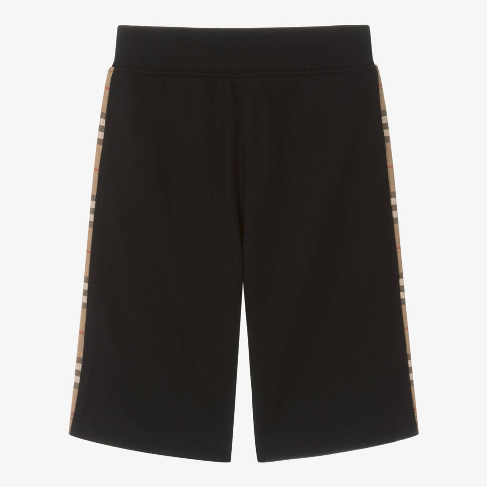 Burberry-Teen Boys Classic Black Shorts with Heritage Check | Childrensalon Outlet