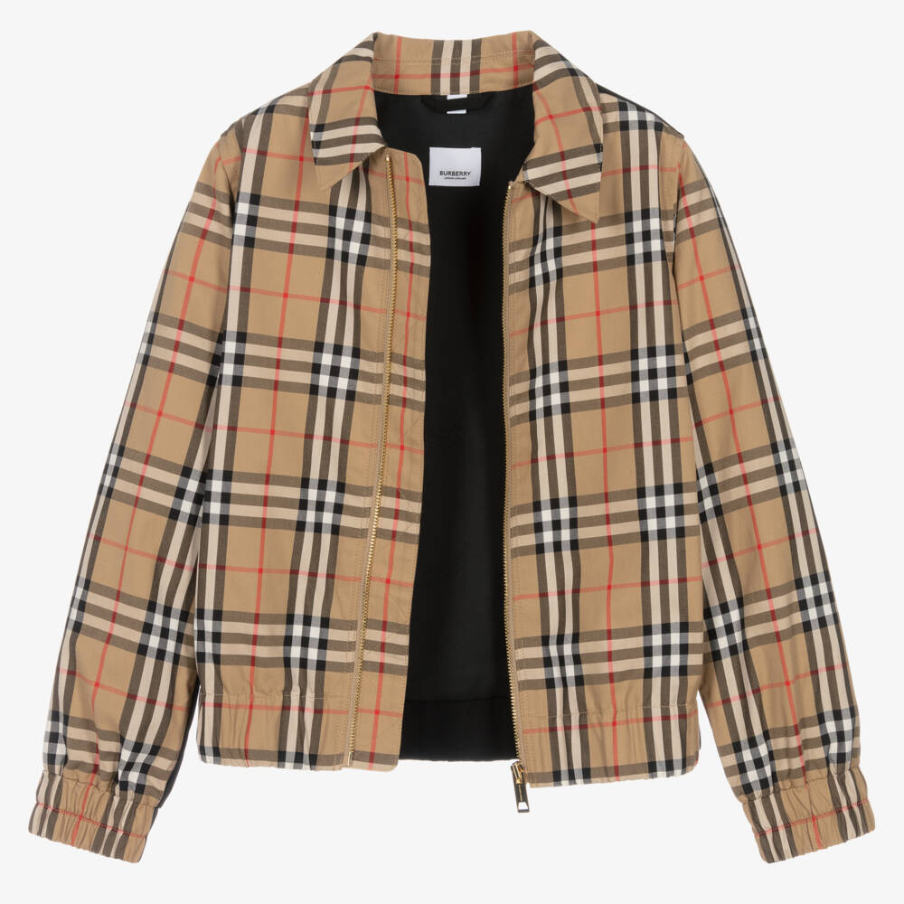 Burberry-Teen Boys Cotton Checkered Jacket | Childrensalon Outlet