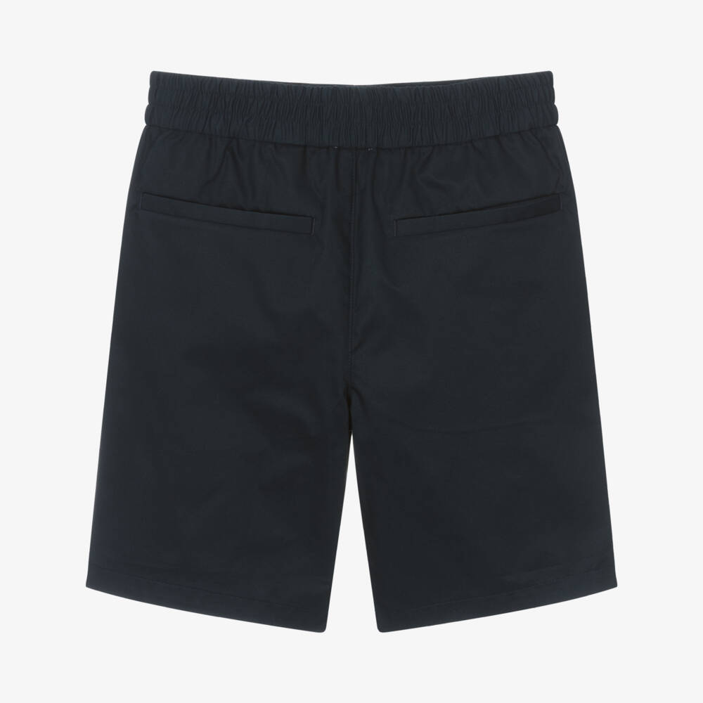 Burberry-Teen Boys Cotton Twill Blue Shorts | Childrensalon Outlet