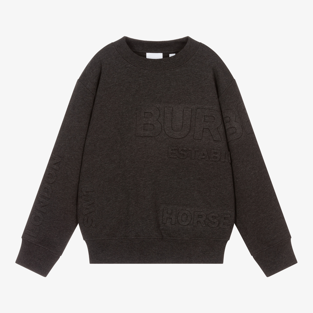 Burberry - Sweat gris foncé Ado garçon | Childrensalon