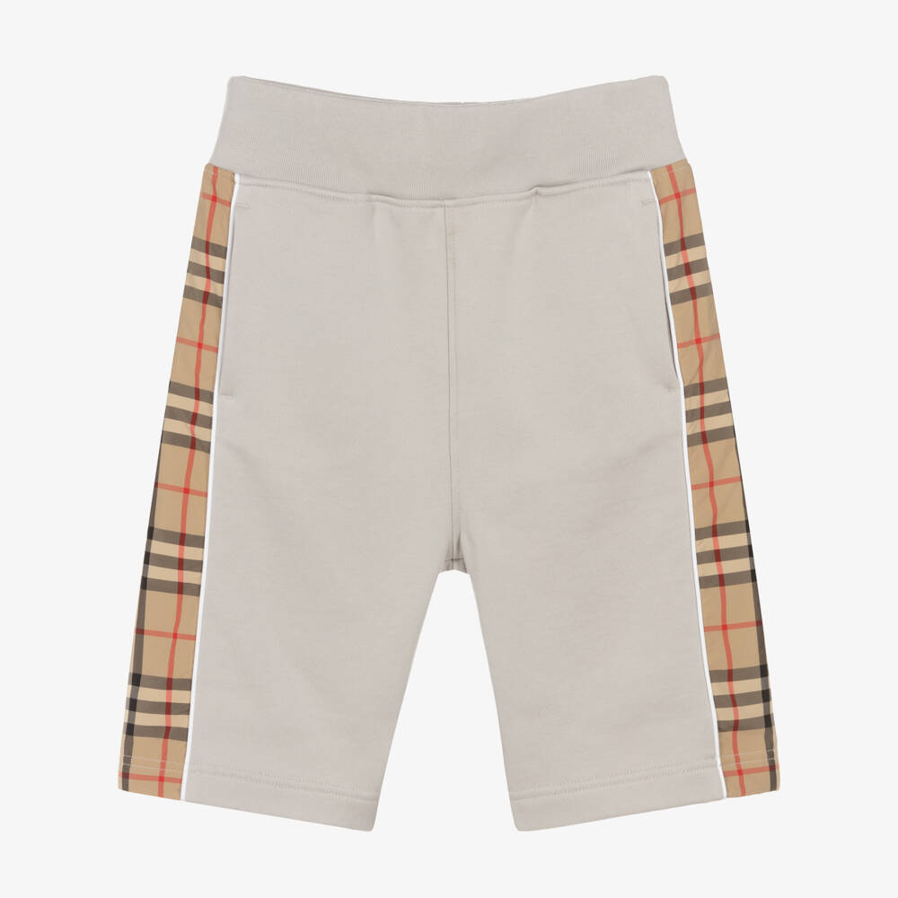 Burberry-Teen Boys Grey Checked Jersey Shorts | Childrensalon Outlet