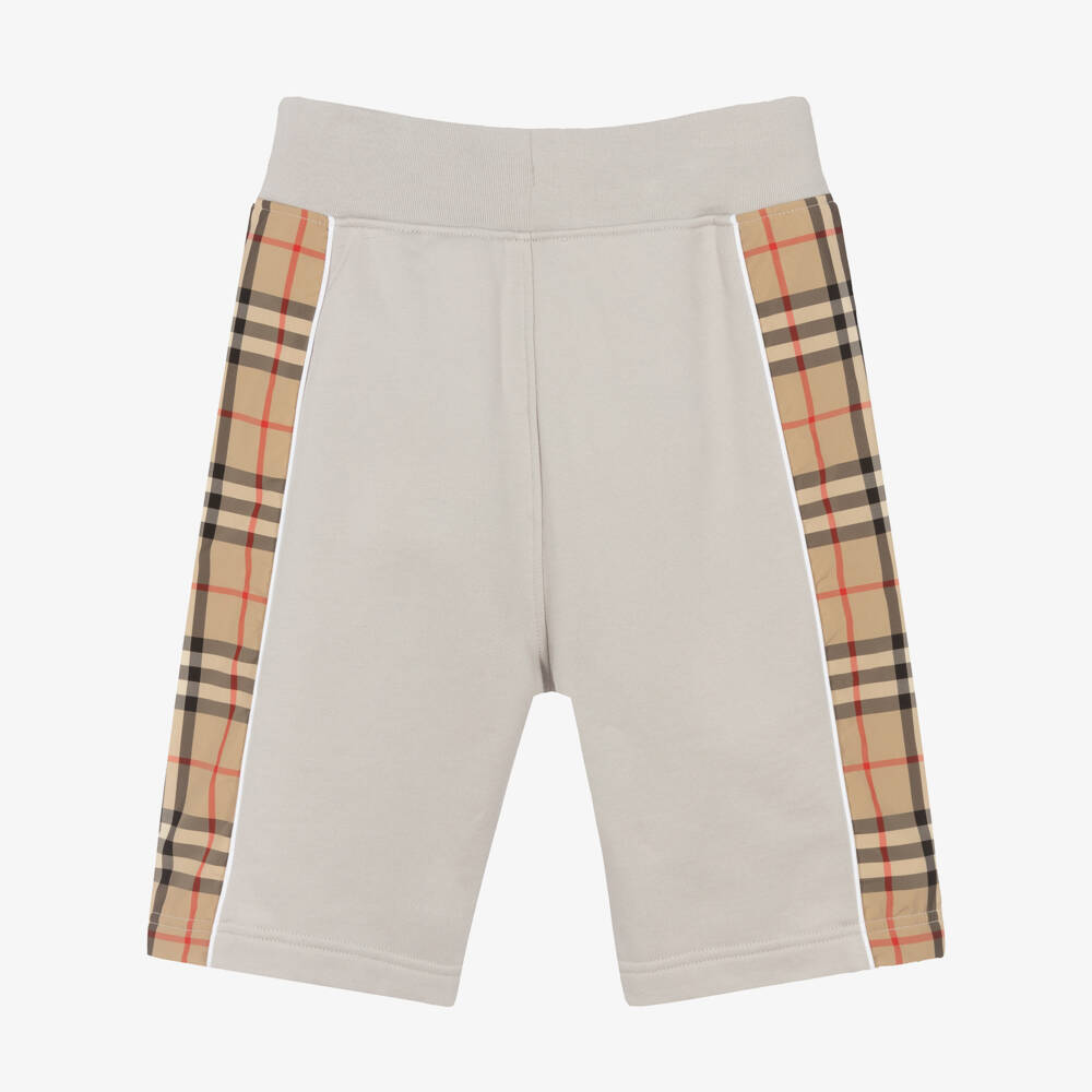 Burberry-Teen Boys Grey Checked Jersey Shorts | Childrensalon Outlet