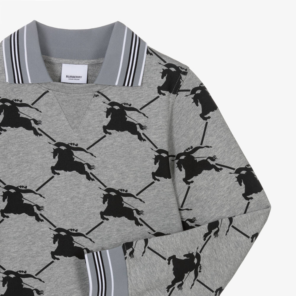 Burberry-Teen Boys Grey Knight Print Sweatshirt | Childrensalon Outlet