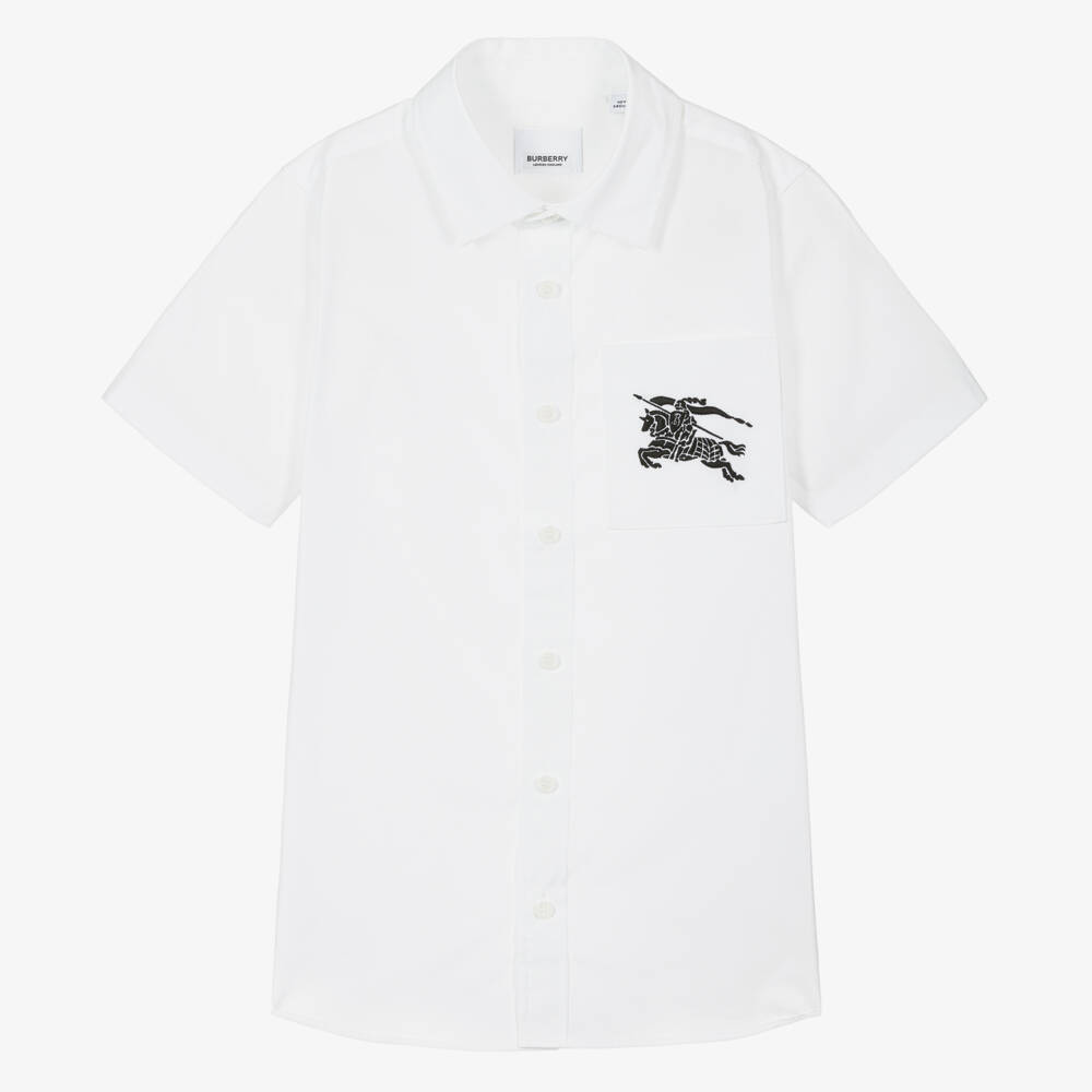 Burberry-Teen Boys Ivory Cotton Logo Shirt | Childrensalon Outlet