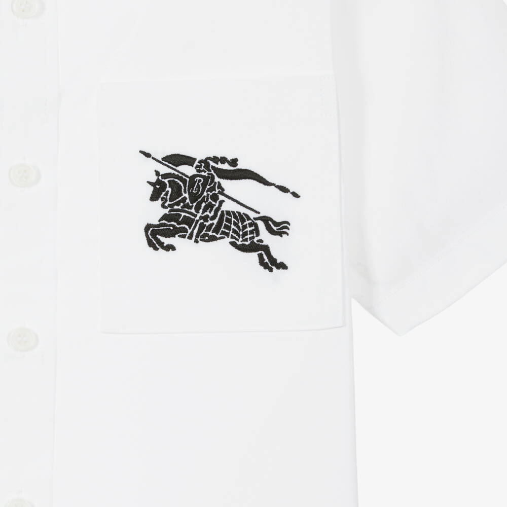 Burberry-Teen Boys Ivory Cotton Logo Shirt | Childrensalon Outlet
