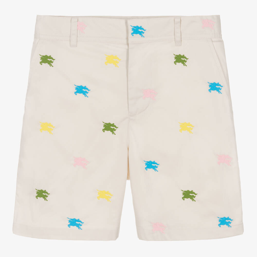 Burberry-Teen Boys Ivory Cotton Twill Shorts | Childrensalon Outlet