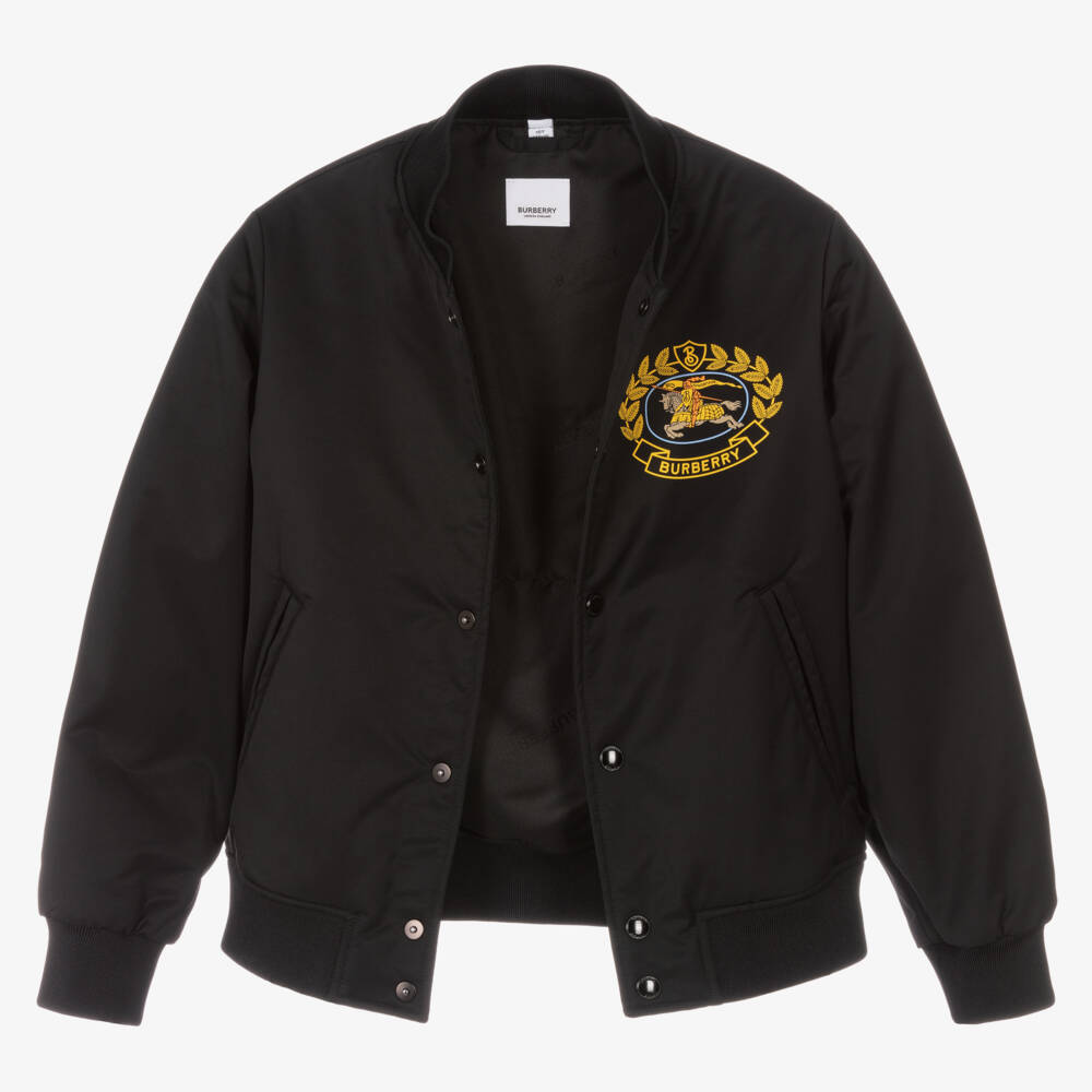 Burberry-Черная куртка-бомбер для мальчиков-подростков | Childrensalon Outlet