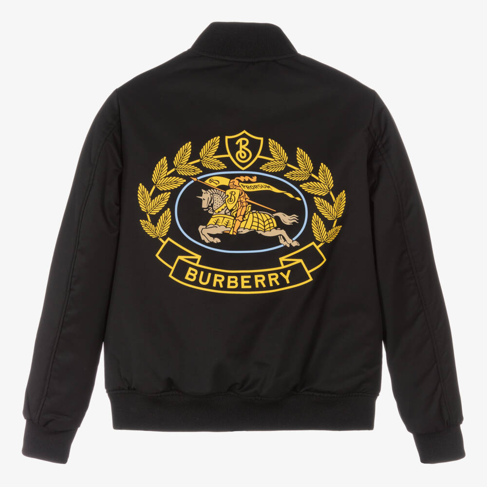 Burberry-Черная куртка-бомбер для мальчиков-подростков | Childrensalon Outlet